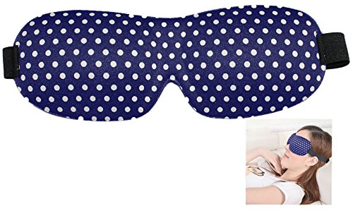 MasksCraft - Newly Improved Midnight Blue Sleeping Mask with White Polka Dot and Carry Pouch for Men and Ladies of All A