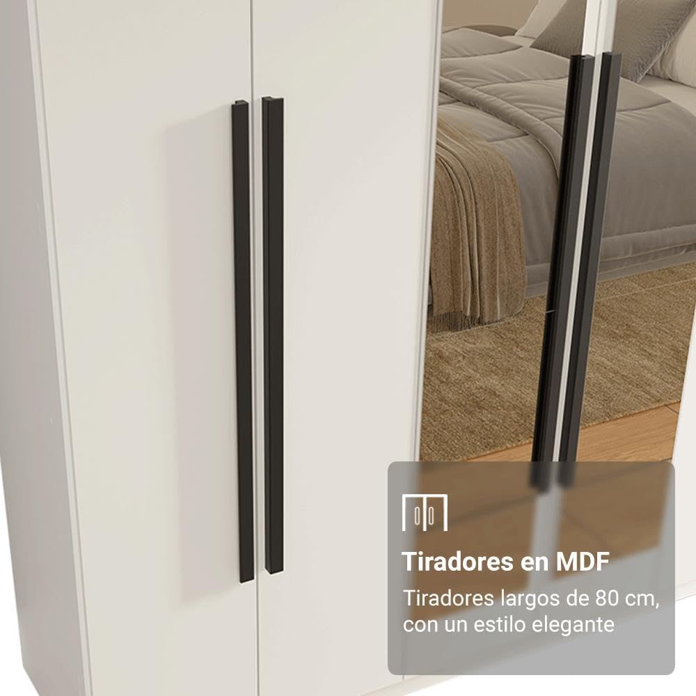 Close-up of 80 cm MDF handles on wardrobe doors