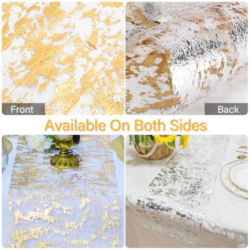 Tapvai Tischläufer Gold, 28 cm x 10 m Tischdeko Gold, Tischband aus Organza, Polyester Goldene Hochzeit, Servietten für DIY Glücksbringer Geschenke Dekoration Geburtstage Hochzeit Party