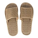 Veemoon Pantuflas De Bambú Duraderas Resistentes Sandalias Tejidas Planas Abiertas Verano Viaje Prácticos Ropa Consulta Descripción