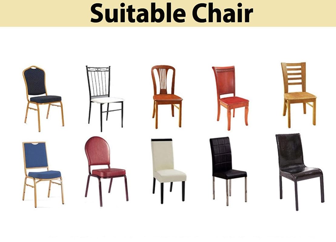 Styleys Funda elástica para silla de comedor, extraíble, lavable, funda protectora para asiento (juego de 6, cinta blanca y negra, SD-3184)