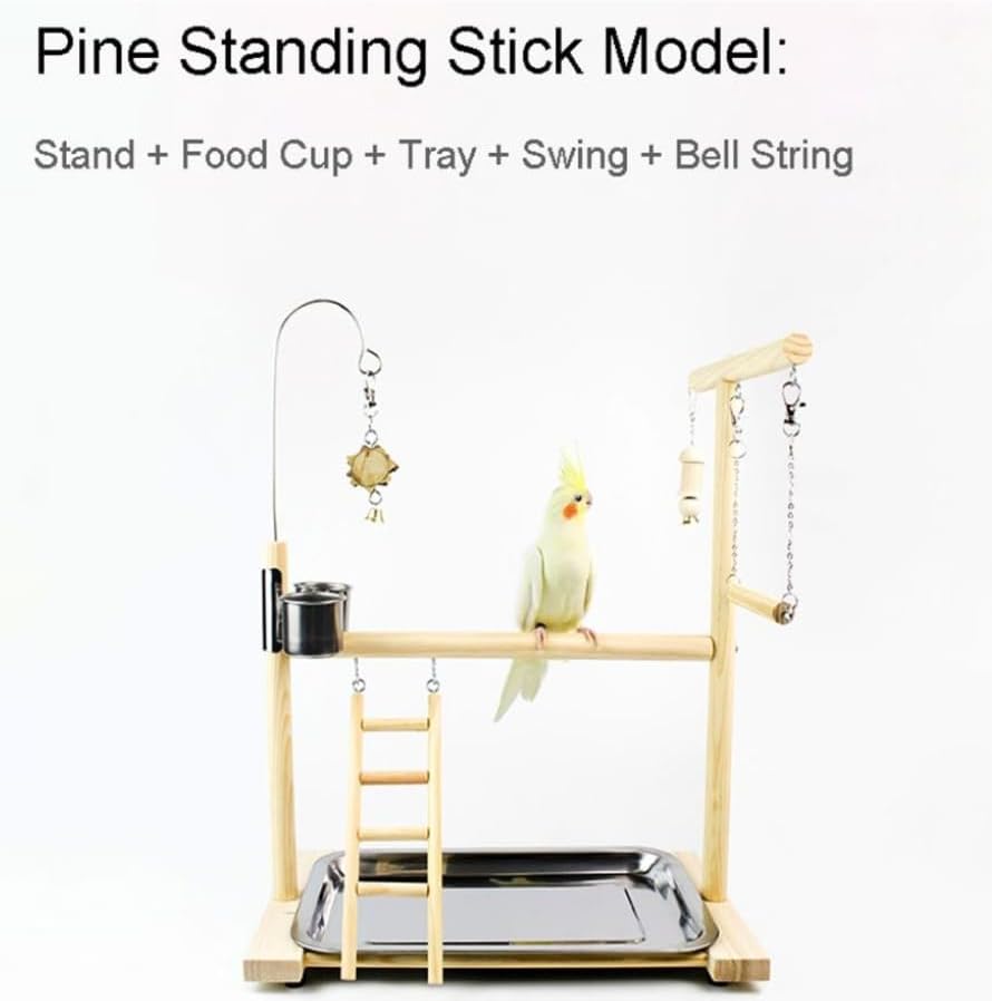 Bird Playground Parrot Play Stand，Parrot Stand Bird Play Stand Parrot Playstand Parrot Playstand Parakeet Playground Bird Play Gym Stand with Feeder Cup Swing Chew Toy
