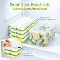 Ice Cube Tray with Lid and Bin - 4 Pack 48 Cubes Stackable Freezer Mold — image 4
