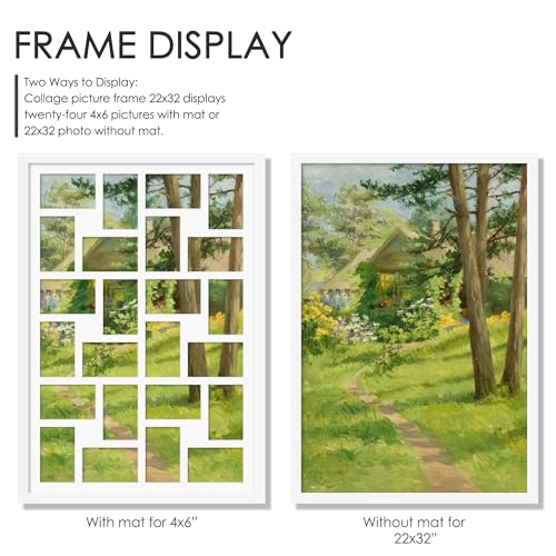 Image of DUENPY 22x32 Collage Picture Frame 4x6 Picture Frames Collage Wall Decor Displays twenty four 4x6 inch Photos Available Horizontal Wall Mounting Display and Vertical White
