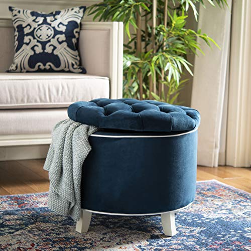 Safavieh Hudson Collection Amelia Tufted Storage Ottoman, Navy #TOP2