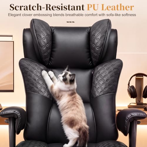 COMHOMA Big & Tall Gaming Chair w/ Footrest & Lumbar Support (Jet Black) - image 6