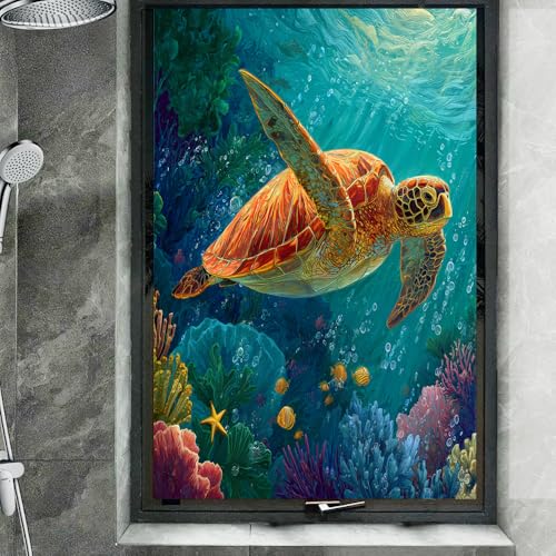 Vinilo decorativo para ventana con tortuga marina 21.6x35.4 in miniatura 3