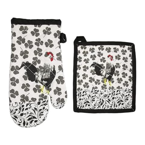 Chickens Rooster Oven Mitts and Pot Holders Set Cover