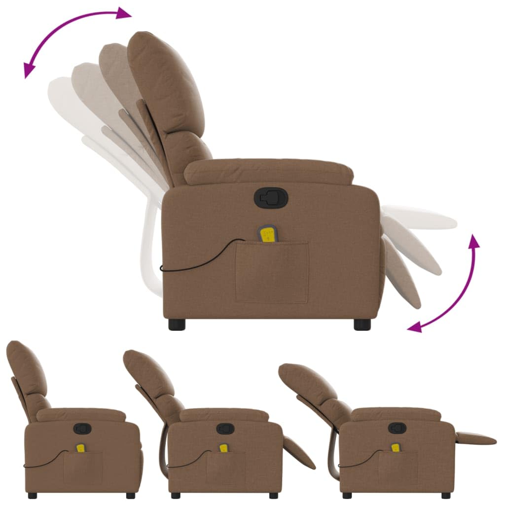 Generico Poltrona Massaggiante Reclinabile Marrone in Tessuto,Mobili,Sedie,Poltrone,Marrone,20.8 kg,373426