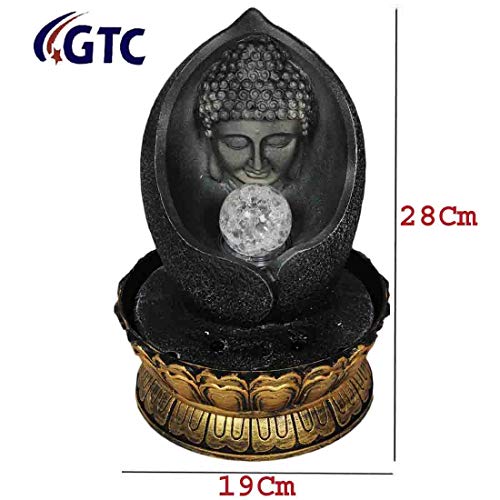 Image of GTC Beautiful Lord Buddha Water Fountain Show Piece for Home Decorative Home Gifts for Drawing Room Living Room Waterfall Decorative Item and Water Pump Polystone (16066, Multicolor)