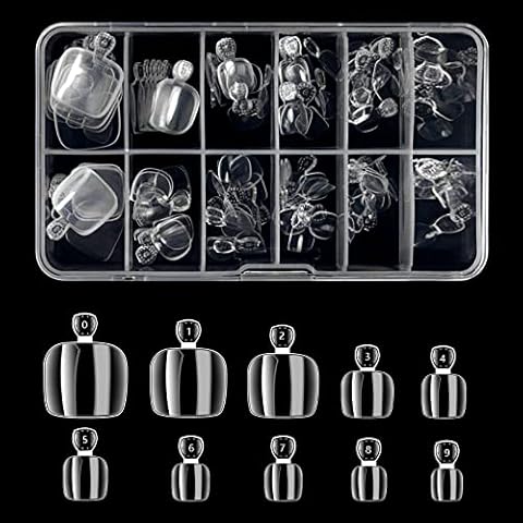 120 Stück Klare Künstlich Zehennägel,Full Cover Acryl Künstlich Fußnägel Tips mit Box, Quadratische Kurze Vollständig Abgedeckte Zehen Nagelspitzen,Maniküre Dekoration Cover