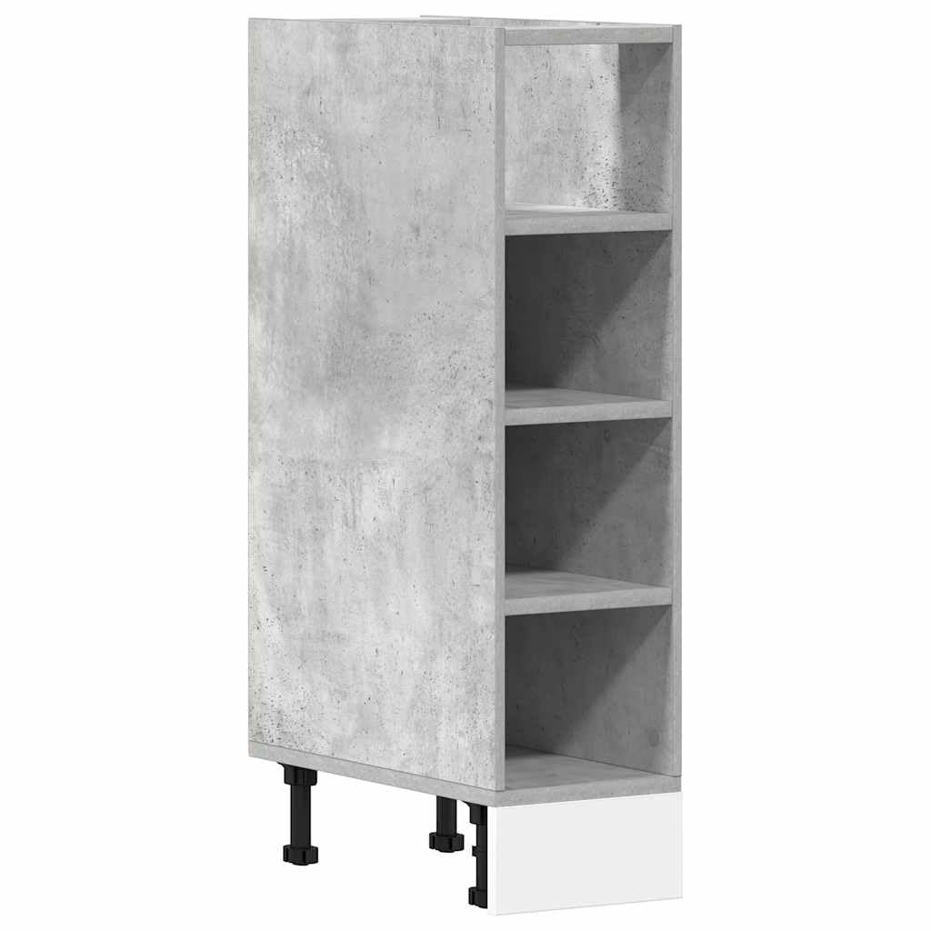 Riga Meuble bas Gris béton 20 x 44,5 x 81,5 cm Meuble de cuisine en bois d'ingénierie pour restaurant, hôtel, 1 armoire inférieure (4 étagères) 20 cm