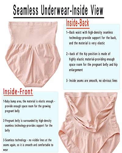 Rnxrbb Plus Size Maternity Underwear Over Bump Seamless Support Maternity Panties Clothes High Waisted 4 Pack, Black Beige White Gray 3Xl #TOP2
