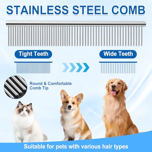 Hondenschaarset, professionele 5-in-1, gebogen vachtschaar met ronde punt en ontviltingskam, titanium gecoat voor honden, katten en andere dieren, haarschaar voor het knippen van hondenharen - Afbeelding 6