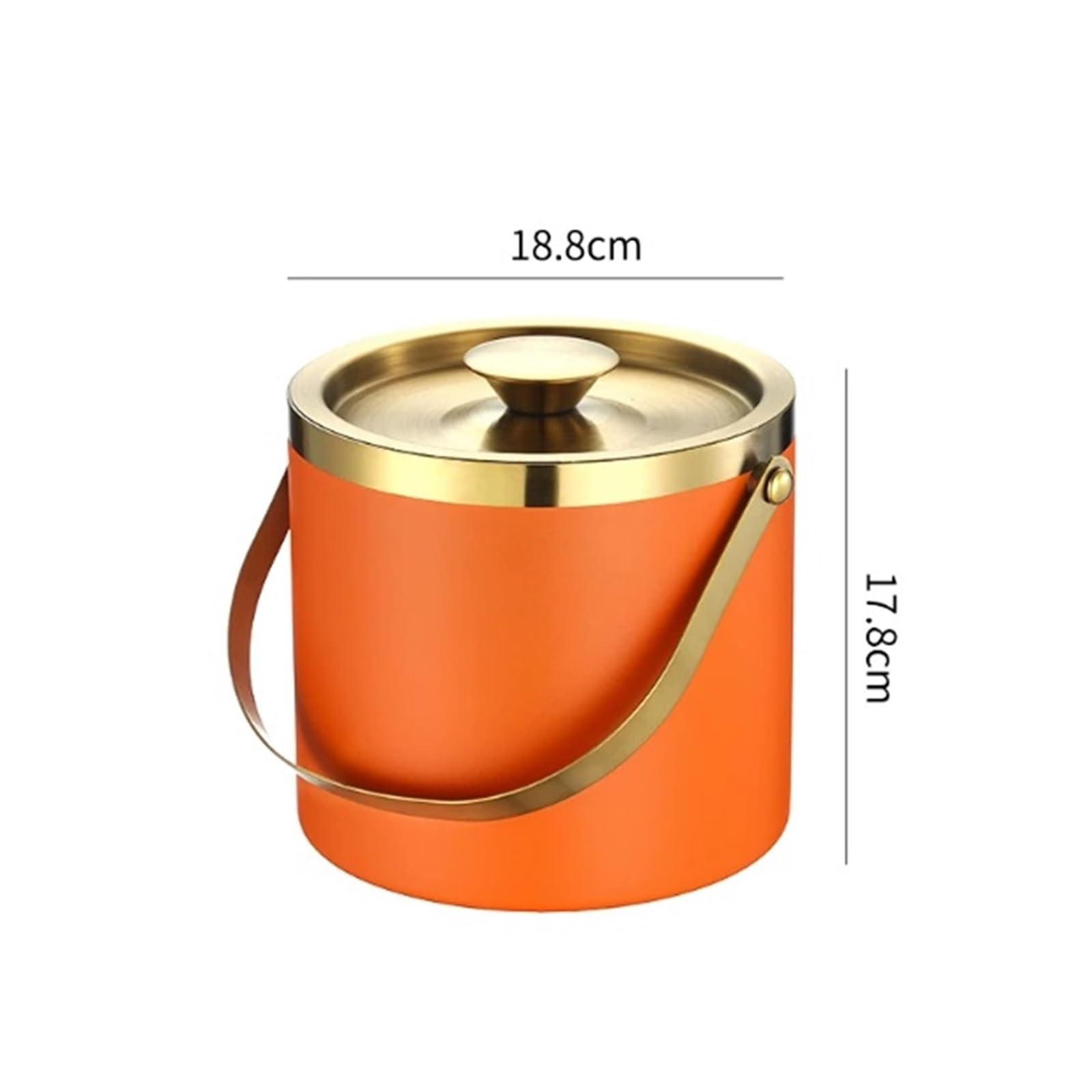Wiaderko z lodem Wiaderko na lód ze stali nierdzewnej o podwójnych ściankach, odpowiednie do użytku w pomieszczeniach(Orange,Średni)
