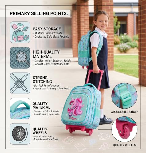 Image of ADSON 3D Embossed School Trolley Bag Large School Bag for Boy Girl, Kids School Bag, Travel Backpack for Girl Boy, Ideal for Children Trolley 16 Inch Water Resistant