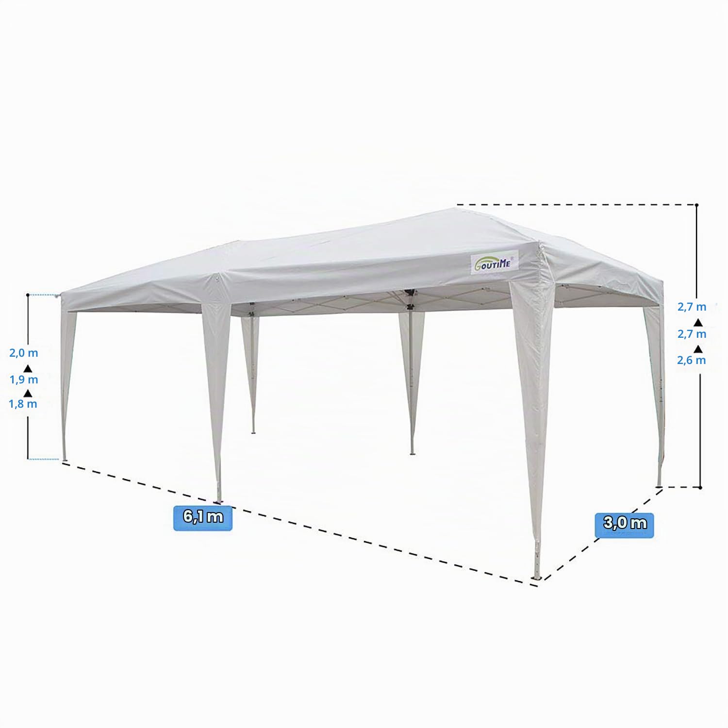 Goutime Gazebo Pop Up Pieghevole 3x6m Impermeabile con Pannelli Laterali