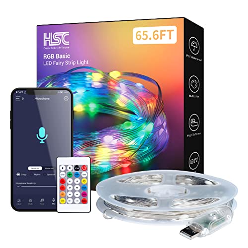 Fairy String Lights Rgb Color Changing: 65.6Ft Bluetooth App Led Indoor Outdoor String Light With Remote Control Multicolor Waterproof Twinkle Lighting For Bedroom Party Decor #TOP13