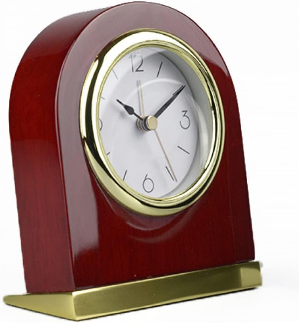 Solid Wood Mantel Clock, Mantel Clock Battery Operated,Silent Mantle Clock with Night Light - for Living Room Decor