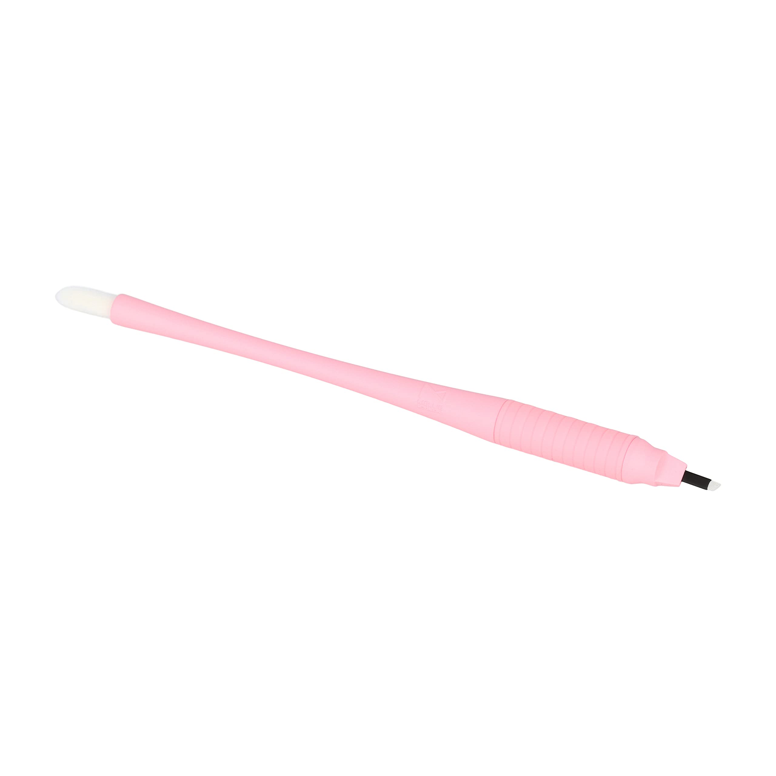 Photo 1 of Mellie's Signature Microblading Eyebrow Pen (Pack of 10) - Disposable Microblading Pen with Sterilized Blade, Comfortable Rubber Grip and Pigment Sponge for Flawless Bro (C14 NANO .15mm, Pink)
