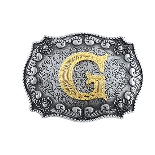 Image of HUABOLA CALYN Belt Buckle Men, Western Cowboy Rodeo Small Alphabet Letter ABCDMRJ to Z Initial Belt Buckles for Women