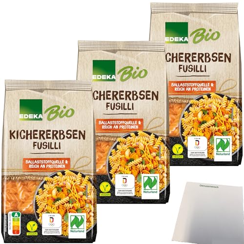 Edeka Bio Kichererbsen-Fusilli Pasta aus 100% Kichererbsenmehl 3er Pack (3x250g Packung) + usy Block