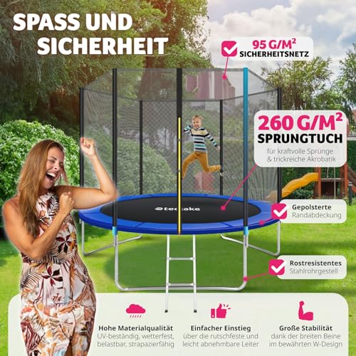 Trampolin 305 cm von tectake TÜV geprüftes Gartentrampolin für Kinder