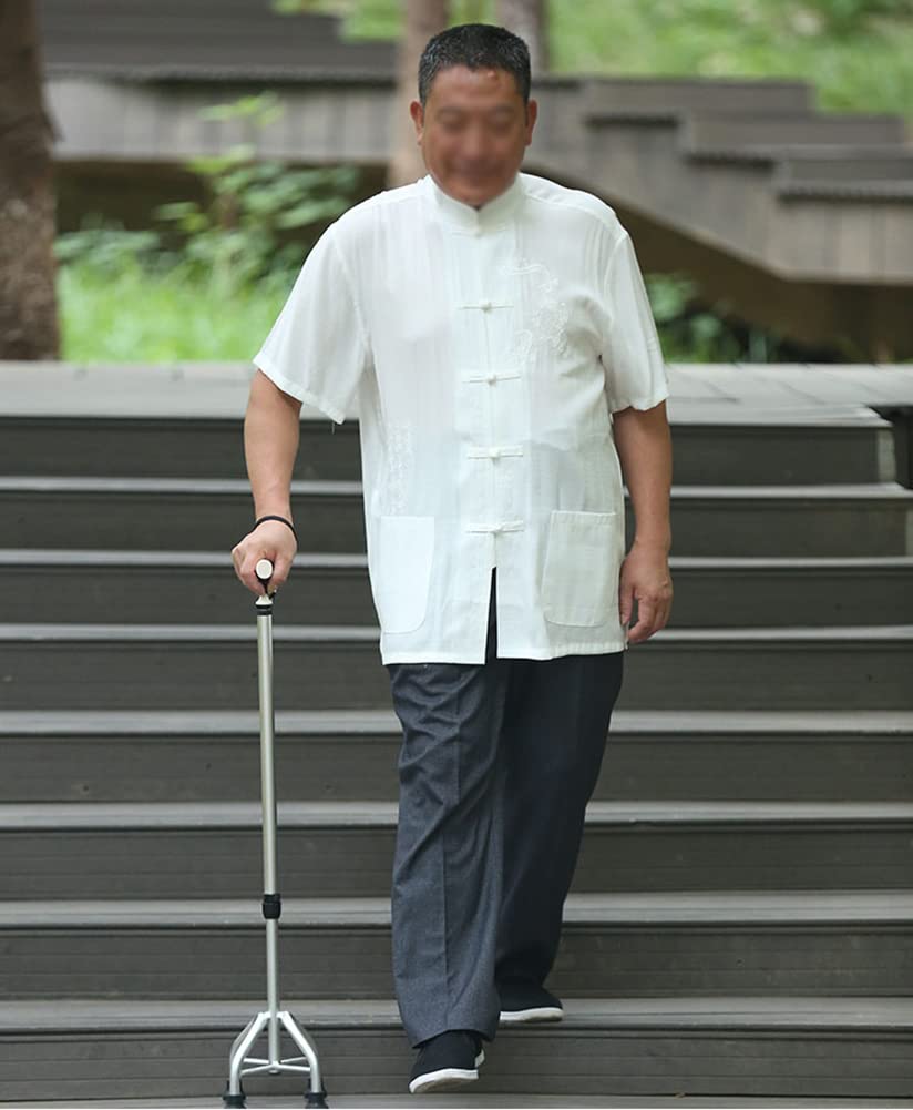 Stampelle per Camminare, Bastone Quadruplo Regolabile, Maniglia ergonomica, Ausili per la mobilità per Anziani, Anziani e Disabili, per Alti 39-71 Pollici, Argento/Oro/Marrone