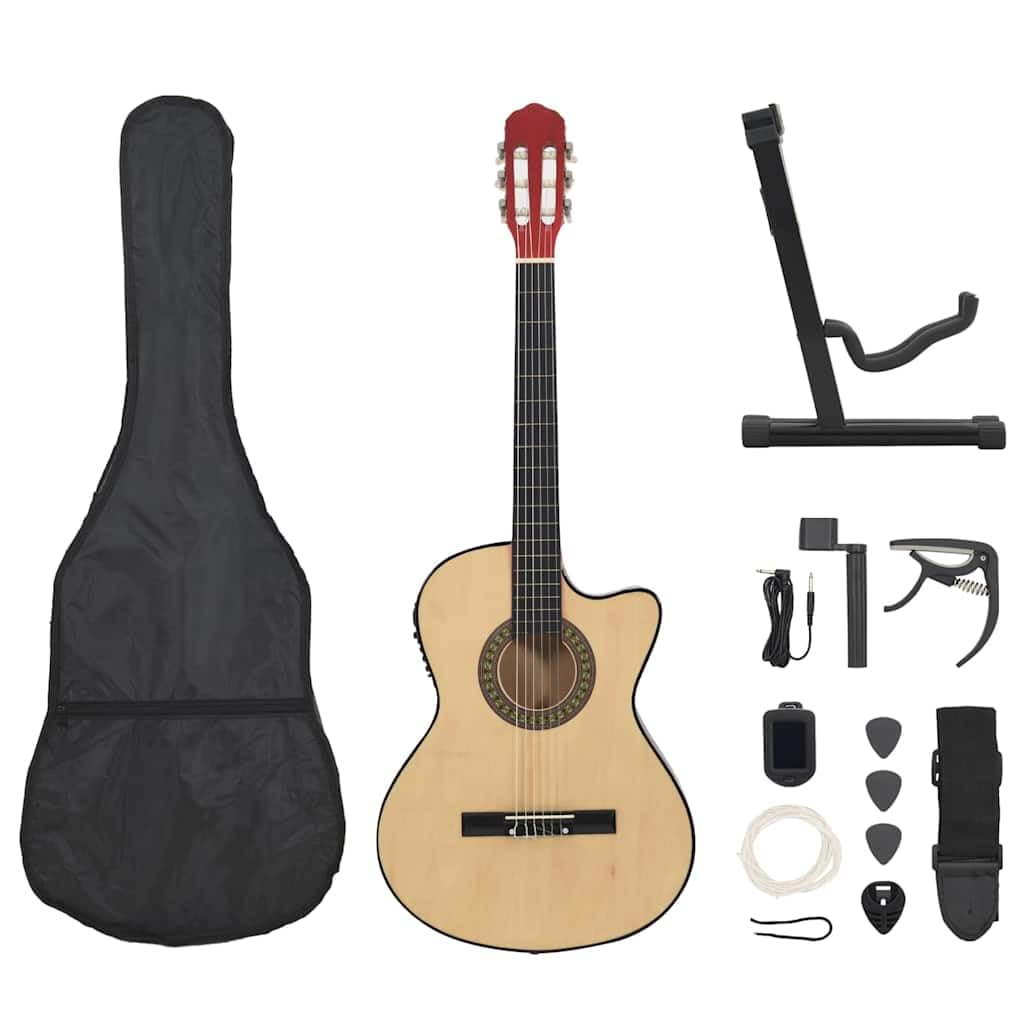 Westerngitarre 4/4 39 Zoll Akustikgitarre Set mit Cutaway, 4-Band Equalizer, 6 Saiten, Tasche, Ständer & Zubehör für Anfänger