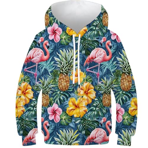 VFKLZCNYR Sudadera con capucha de manga larga con estampado 3D para niños y niñas, diseño de flores, atlética, casual, con bolsillo, para ropa infantil, Estilo-8, 10-12 Years