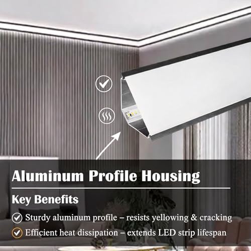 Plinthe LED aluminium avec diffuseur pour moulure et finition premium