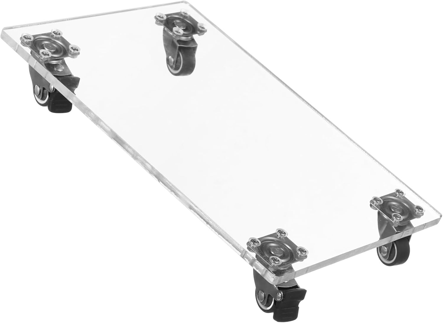 Acrylic Rolling Plant Caddy, 11.8 X 7.9 in, Rectangular Tray with Wheels, 4 Secure Clips, for Appliances &
