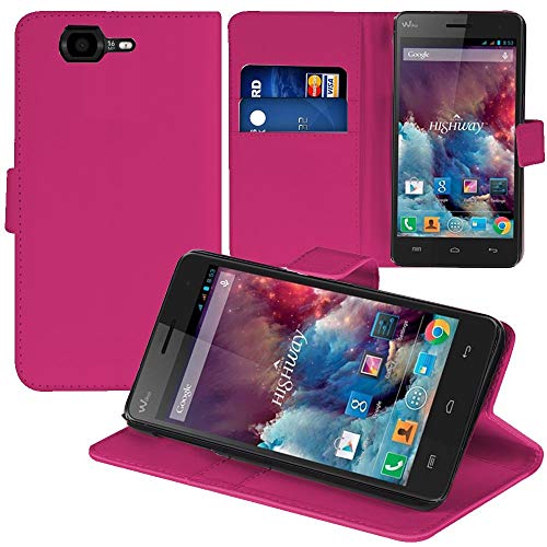 annaPrime Etui Coque Housse pour Wiko Highway/Highway 4G, Etui Portefeuille Support Video Cuir PU Couleur Rose