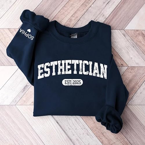 CHILLEVER Personalized Esthetician Sweatshirt, Custom Skincare Specialist Sweater, Spa Crewneck, Graduation Gift for Beauty Professional, Appreciation Week Present2