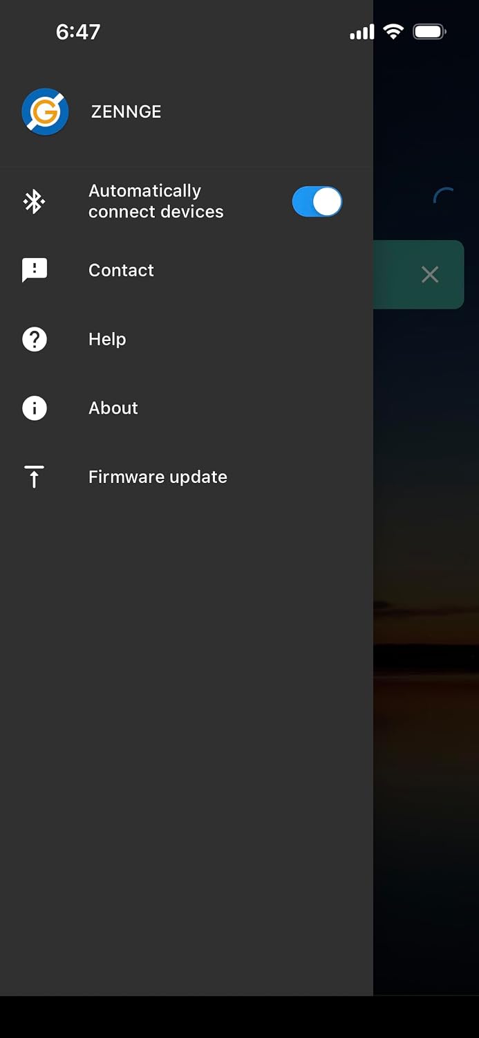 Screenshot of the ZENNGGE app interface for LED control