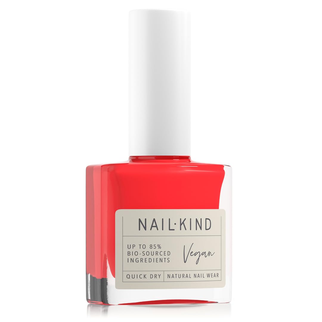NAILKIND Bright Red Nail Polish - First Love - Nail Varnish - Vegan Nail Lacquer - Peta Certified Cruelty Free - Quick Drying Long Lasting Chip Resistant Manicure - 8ml