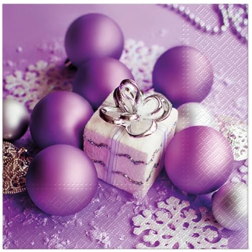 (20) Christmas Decoupage Paper Napkins Purple Ornaments Decorative Lot of 20