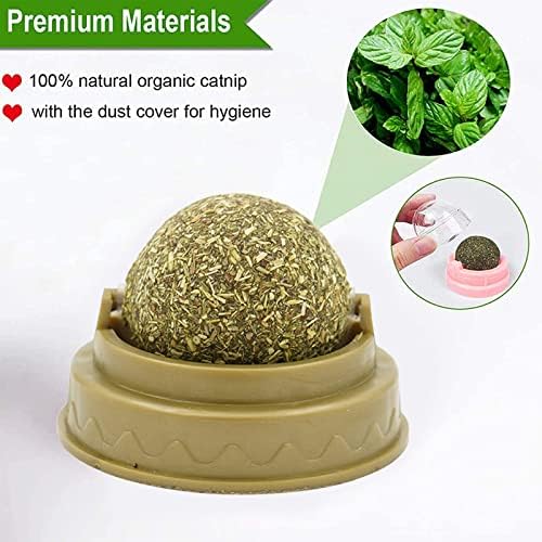 Catnip Balls,Cat Mint Catnip Balls, Rotatable Cat Edible Balls,Cat Teeth Cleaning Interactive Toy,Teeth Cleaning Catmint Toy for Cat,Natural Mint Leaf Rotating Interactive Cat Toys