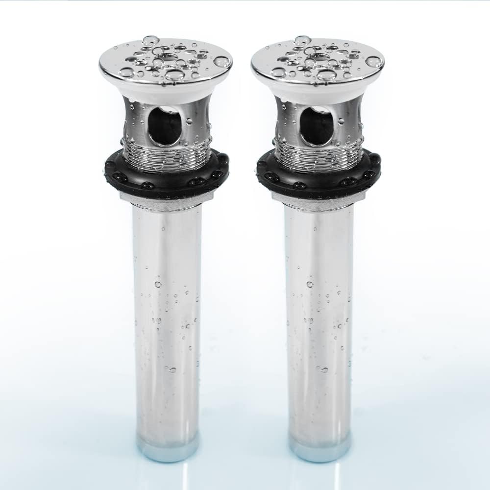 WiseWater 2 Pack Bathroom Sink Drain with Overflow, 1 1/2” Stainless