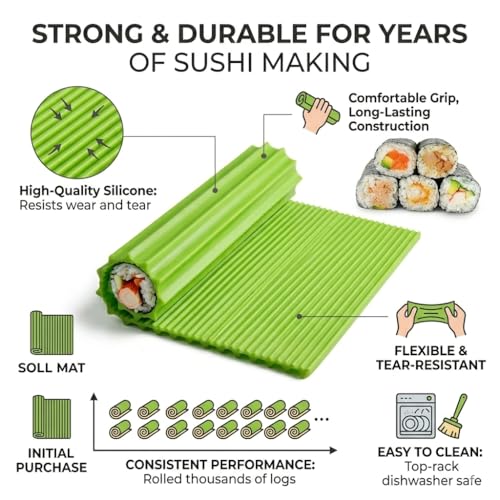 shofilt Premium-Silikon-Sushi-Set – Rollmatte für Anfänger und Kinder, 21,6 x 20,8 cm 4