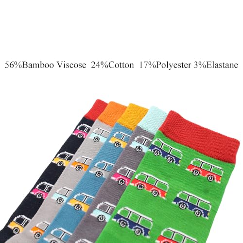 Lavencious Novelty Soft Viscose Fiber Casual Crew Socks for Men Shoe Size 7-12, Sock Size 10-13, 5/6 Pairs4