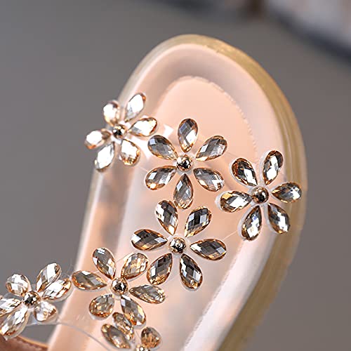 Child and Toddler Baby Girls Crystal Shoes Anti Slip Soft Sole Casual Sandals Summer Princess Beach (Gold, 1 Big Kids)4