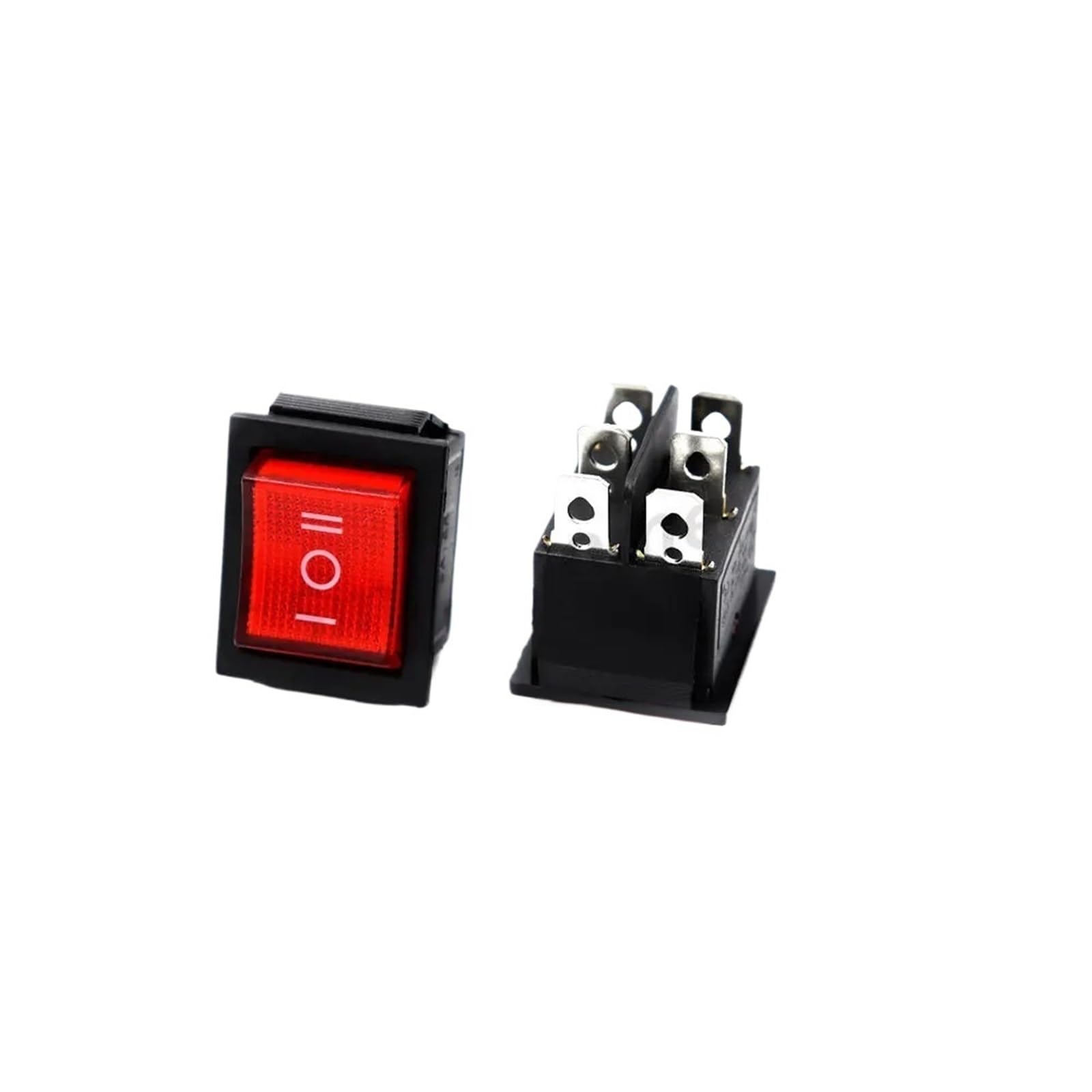 5 sztuk KCD2 12 V/220 V przełącznik KCD4 w kształcie łódki przycisk zasilania wł./wył./wł./wył. 6-pinowy ze światłem (5 szt. czerwony, 6 pin_220 V)