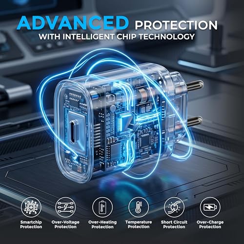 Image of MAK 25W Charger for Samsung Galaxy M14 Snapdragon 5G Type C Charger Adapter Compatible with M14 Snapdragon 5G Charger, 25 Watt USB Type C to C Pd Charging Adapter C Type, White