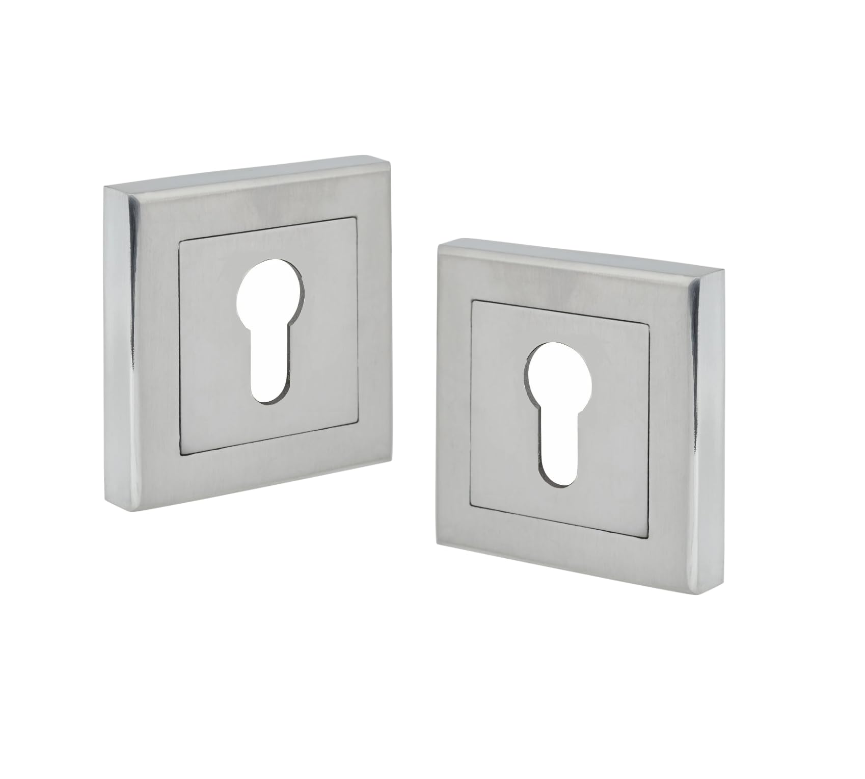 Golden Grace Satin Nickel Door Key Hole On Square Rose In Finish, Escutcheon For Normal 3 Lever & 5 Lever Lock Keys
