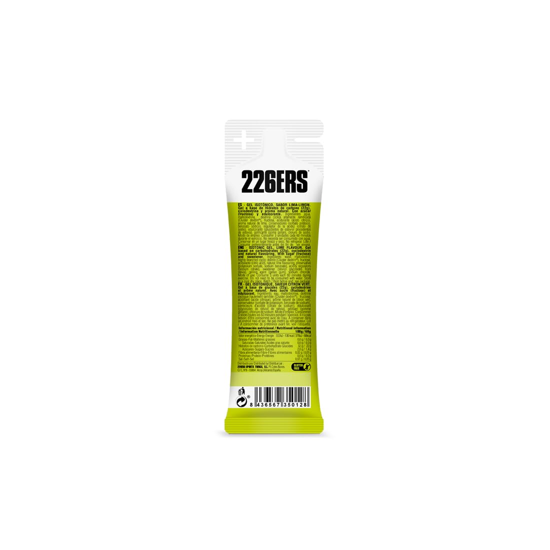 226ERS Isotonic Gel, Gel Enérgetico Isotónico con 22g de Ciclodextrina como Hidrato de Carbono, Doping Free, Vegano y Sin Gluten, Lima - 1 unidad