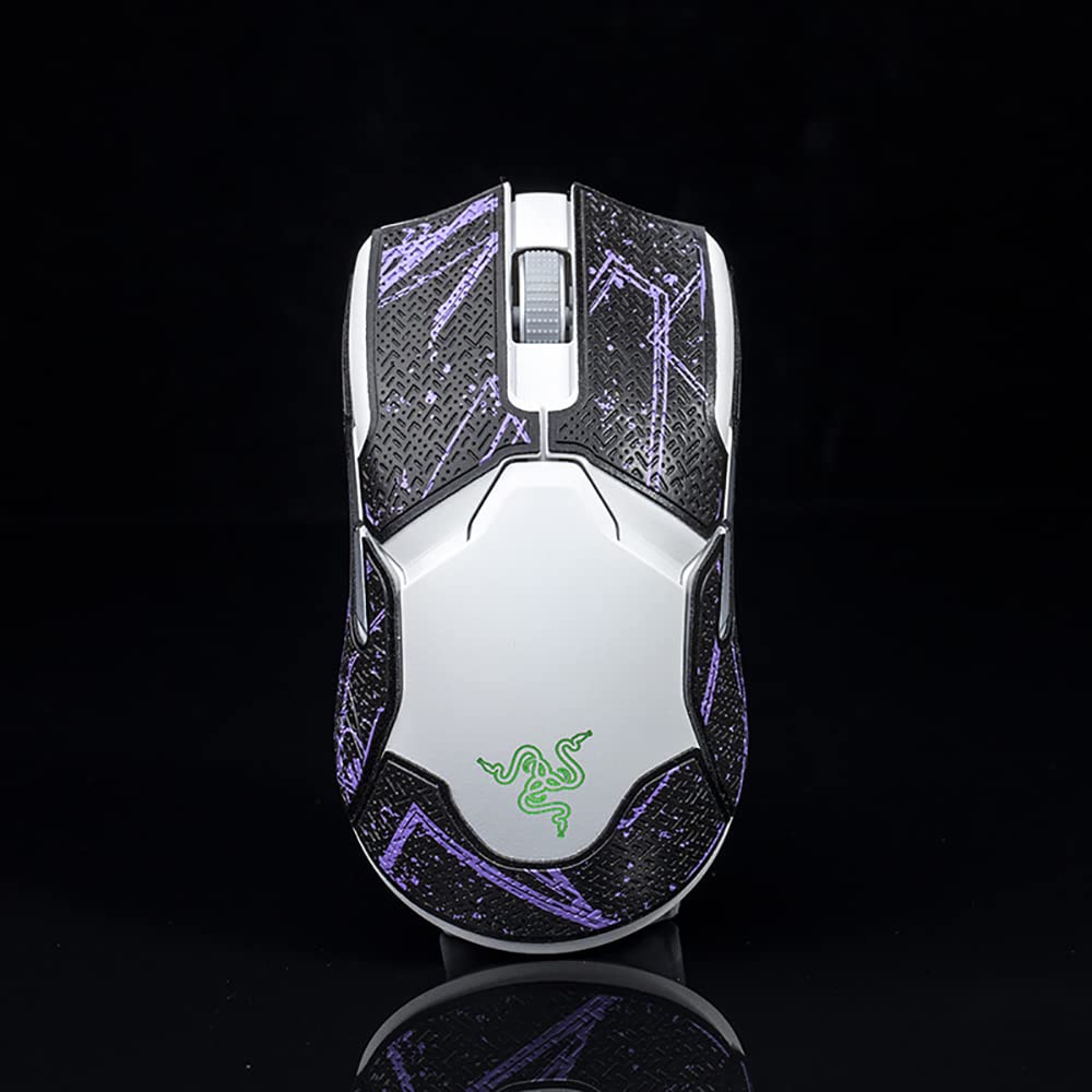 Mouse Grip Tape Sticker for Razer Viper Ultimate Wireless Non Slip Suck Sweat Pre Cut Black Purple Crimping