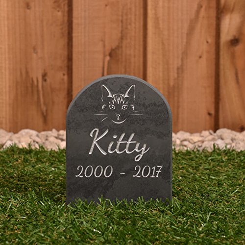 Pet Memorials Personalized Stone – Custom Engraved Gravestone with Name & Dates, Charcoal Grey Sandblasted Garden Plaque for Dogs & Cats, Outdoor Indoor Pet Grave Marker with Paw Print