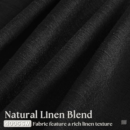 Image of 120 Inch Curtains High Ceiling Tall Curtains 2 Panels Set for Living Room Pinch Pleated with Hooks Rings Back Tab Bohemian Semi Sheer Drapes Cottage Long Large Window Drapes 120 Length Black