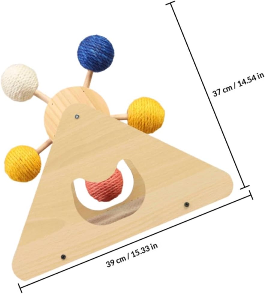 POPETPOP Household Cat Scratcher with Sisal Ball and Corrugated Cardboard Scratching Board Small Size Floor Cat Scratch Pad Random Color